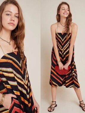 NWT Anthropologie Runi Chevron Slip Dress Size Small